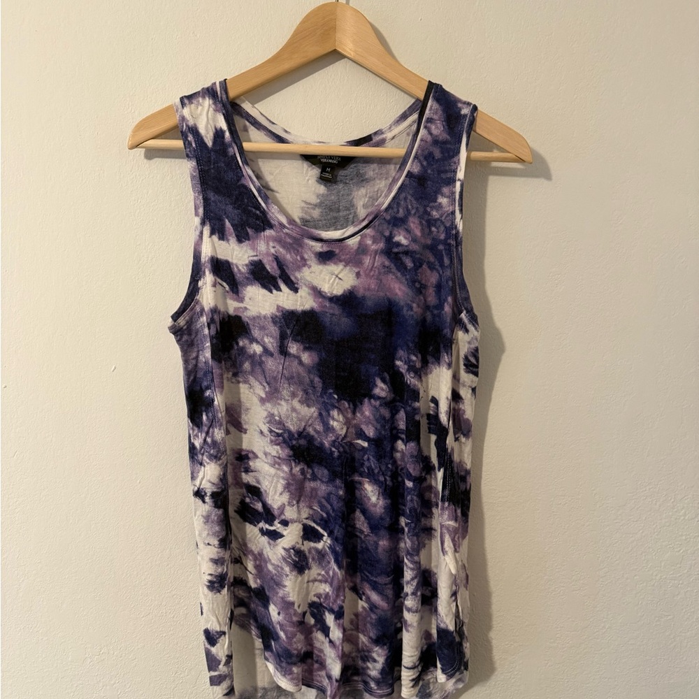 Simply Vera Vera Wang Purple and White Tie-Dye Tank Top